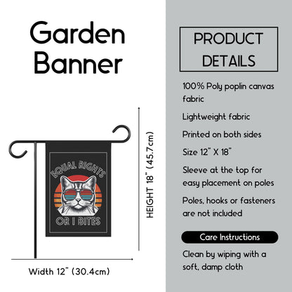 Equal rights or I bites house flag funny feminist garden banner childless cat lady merch funny political gift idea womens rights merch