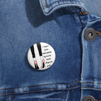 Fuck the oligarchy button anti Trump pin feminist accessories pro democracy merch womens rights merch fuck the patriarchy button girl power