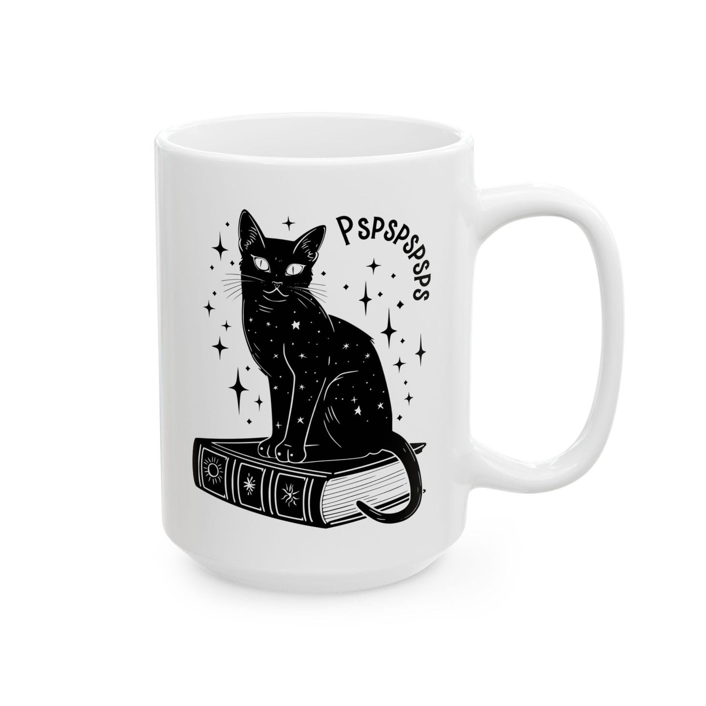 Black Cat Pspsps Coffee Mug Cat Lover Coffee Cup Celestial Gift Idea Book Lover Coffee Cup Crazy Cat Lady Mug Witchy Feminist Gift Idea