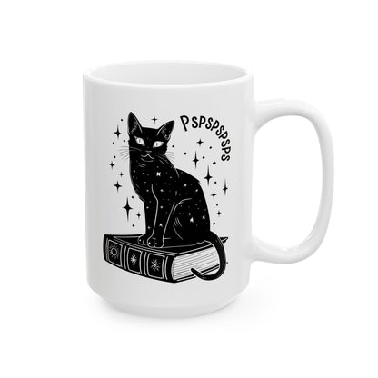 Black Cat Pspsps Coffee Mug Cat Lover Coffee Cup Celestial Gift Idea Book Lover Coffee Cup Crazy Cat Lady Mug Witchy Feminist Gift Idea