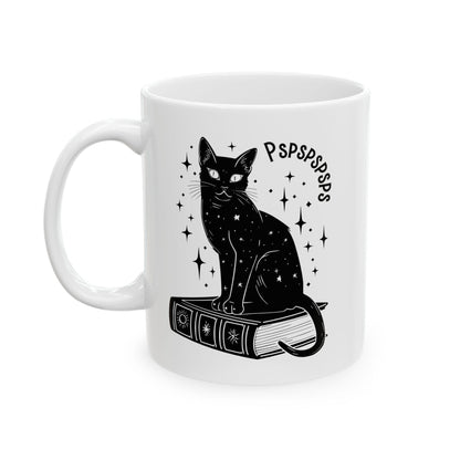 Black Cat Pspsps Coffee Mug Cat Lover Coffee Cup Celestial Gift Idea Book Lover Coffee Cup Crazy Cat Lady Mug Witchy Feminist Gift Idea