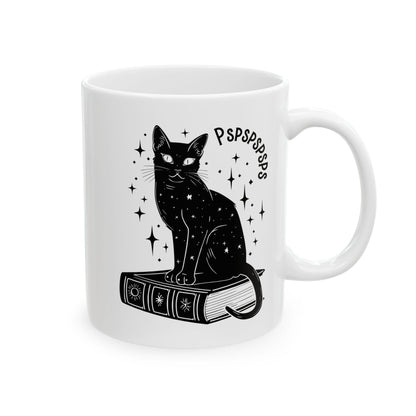 Black Cat Pspsps Coffee Mug Cat Lover Coffee Cup Celestial Gift Idea Book Lover Coffee Cup Crazy Cat Lady Mug Witchy Feminist Gift Idea