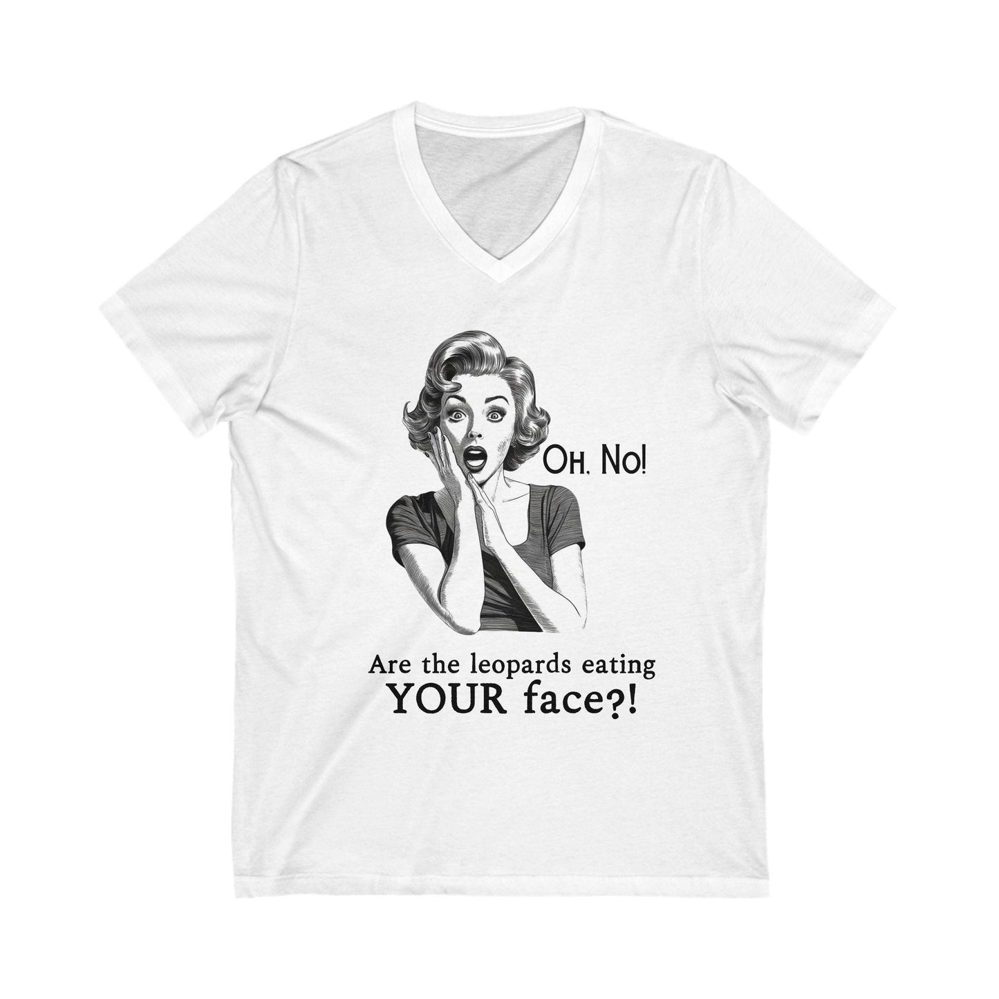 Leopards At My Face V-Neck T-Shirt Anti Trump Tee Sublte Anti MAGA Merch Funny Liberal Gift Idea Subtle Fuck Trump T-Shirt Anti Fascism Tee