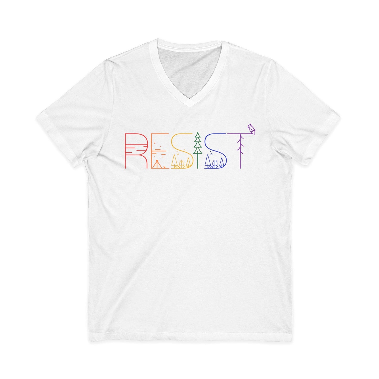 Resist Fascism Tee Nature Lover Shirt Pride Apparel Rainbow V-Neck Tee National Parks Lover Gift Idea Hiking Lover Tee Anti Fascist Apparel
