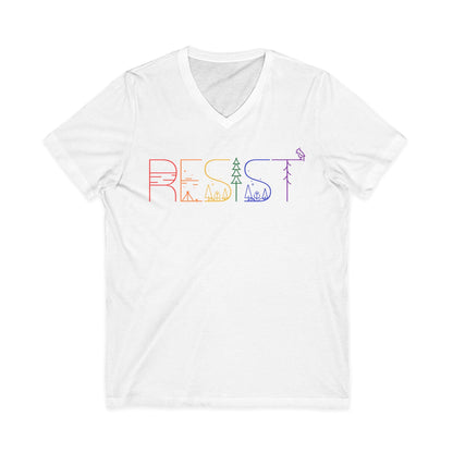 Resist Fascism Tee Nature Lover Shirt Pride Apparel Rainbow V-Neck Tee National Parks Lover Gift Idea Hiking Lover Tee Anti Fascist Apparel