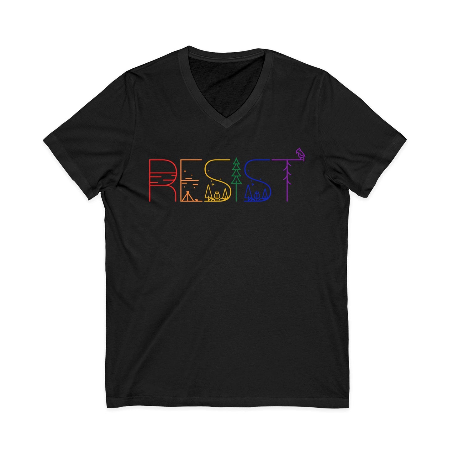 Resist Fascism Tee Nature Lover Shirt Pride Apparel Rainbow V-Neck Tee National Parks Lover Gift Idea Hiking Lover Tee Anti Fascist Apparel