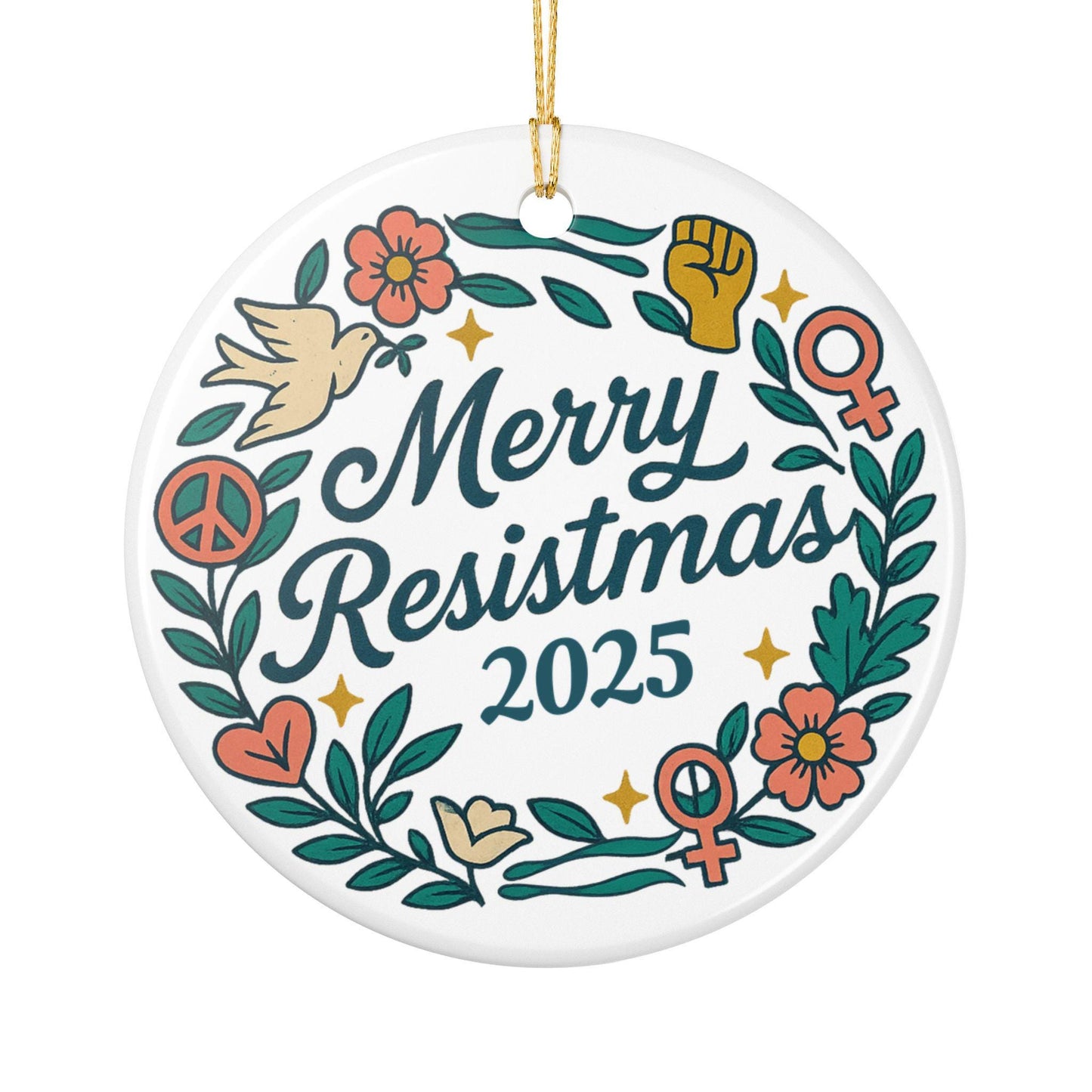 Merry Resistmas Anti Fascism 2025 Christmas ornament Anti trump holiday decor pro democracy holiday gift leftist ornament liberal holiday
