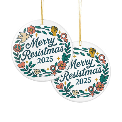 Merry Resistmas Anti Fascism 2025 Christmas ornament Anti trump holiday decor pro democracy holiday gift leftist ornament liberal holiday