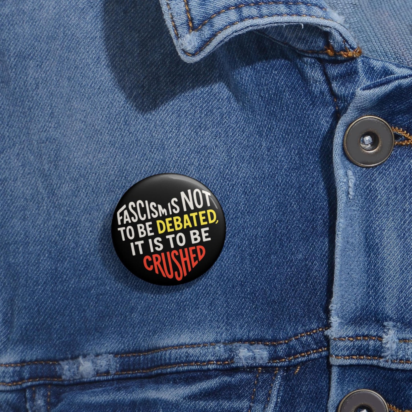 Anti fascism button no kings protest pin fuck Trump merch anarchist pin