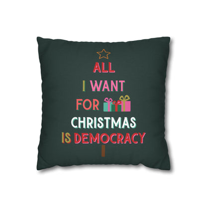 All I Want For Christmas Is Democracy Throw Pillow Anti Fascism Holiday Home Decor Anti Trump Gift Idea Blackout The System Gift Alternative