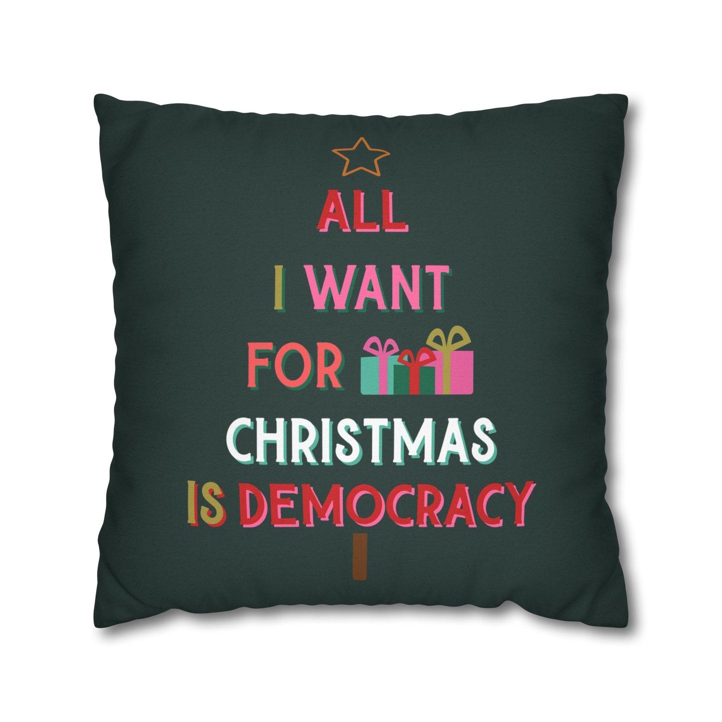 All I Want For Christmas Is Democracy Throw Pillow Anti Fascism Holiday Home Decor Anti Trump Gift Idea Blackout The System Gift Alternative