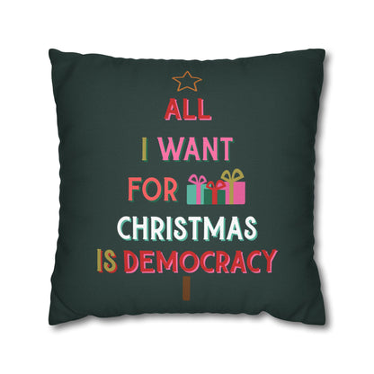 All I Want For Christmas Is Democracy Throw Pillow Anti Fascism Holiday Home Decor Anti Trump Gift Idea Blackout The System Gift Alternative