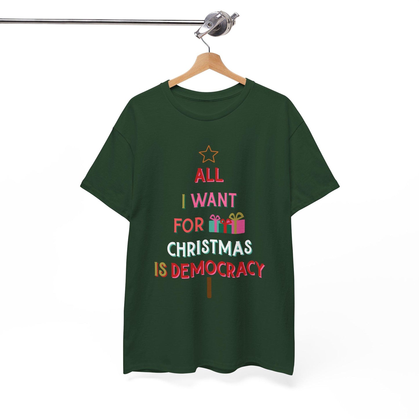 All I Want for Christmas Is Democracy T-Shirt Political Holiday Tee Anti Fascism Christmas Shirt Subtle Anti Trump Holiday Merch