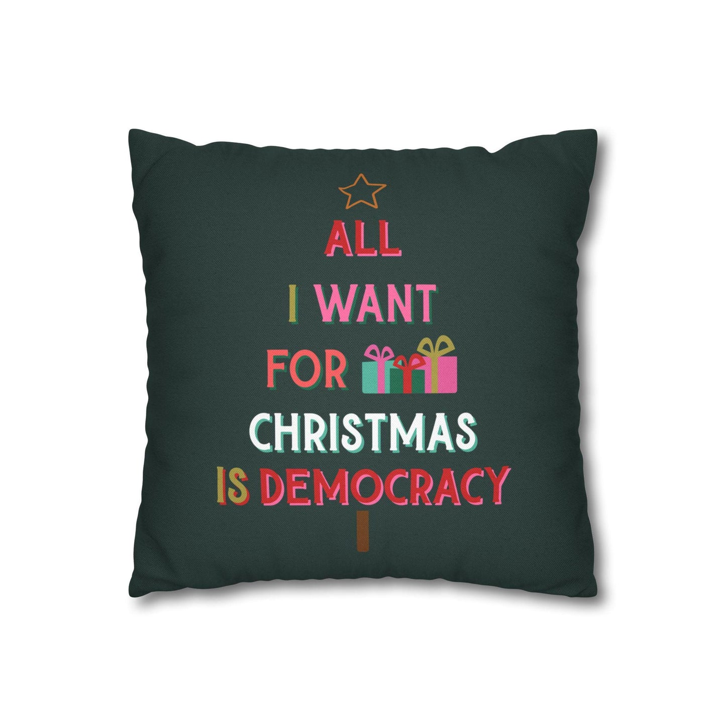 All I Want For Christmas Is Democracy Throw Pillow Anti Fascism Holiday Home Decor Anti Trump Gift Idea Blackout The System Gift Alternative