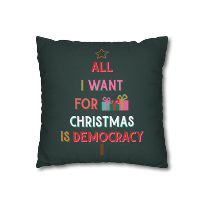 All I Want For Christmas Is Democracy Throw Pillow Anti Fascism Holiday Home Decor Anti Trump Gift Idea Blackout The System Gift Alternative